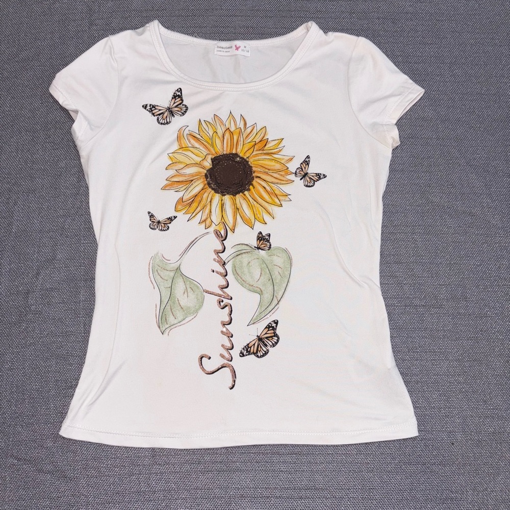 Sunflower Graphic White T-Shirt